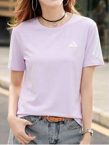 Adidas 速乾涼感跑步女子短袖T卹 - 粉色 - 查看 2