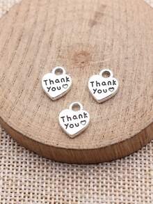 20pcs 12x10mm Double-Sided Thank You Heart Charms Pendant For DIY Jewelry Making Necklace Keychain Phone Chain Bracelet Making Accessories - Thank You for Your Kindness. - View 6