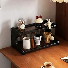 1 pieza Soporte de taza de escritorio vintage multicapa, material acrílico, estante de almacenamiento para rincón de café, organizador multifuncional de estilo lujo ligero, estante de almacenamiento de cosméticos, estante de exhibición decorativo, encimera de acrílico, resistente al agua y a la humedad, textura de alta gama, adecuado para rincón de café, encimera de cocina, tocador, hotel y lugares de alta gama para almacenamiento y exhibición - Ver 6