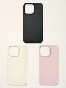 3pcs Solid Color Faux Leather Texture Waterproof Anti-Slip Anti-Fall Phone Cases, Matte Soft TPU Shockproof Protective Covers, Minimalist Aesthetic Dopamine Black / Pink / Cream White Phone Cases, Daily Use & Birthday / Valentine's Day / Mother's Day / Anniversary Gift Choice, Compatible With Iphone Case& Galaxy Case - Multicolor - View 43