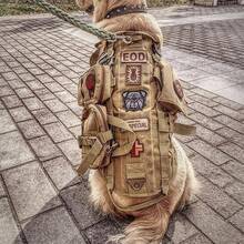 戰術狗胸背帶附口袋，可調節軍事風格背心胸背帶，適用於中大型犬，附魔鬼氈貼片，防拉重型狗胸背帶，適合散步、徒步旅行和訓練 - 彩色 - 查看 11