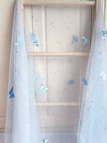 1件珍珠蝴蝶蕾絲桌旗，適用於節日派對、婚禮、洗禮、居家餐桌裝飾 - 多色 - 查看 9