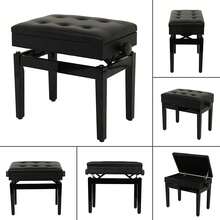 Height Adjustable Faux Leather Piano Stool With Storage - 56x34x(47-56)CM - Ver 5