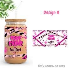 1/2/4pcs Scene Series UV DTF Cup Stickers, Suitable For 16oz Glass Jar Cups, Serial Killer Crime Scene Theme UV DTF Decals, Water Bottle/Tumbler/Mug/Bookmark/Laptop/Phone Case DIY Handmade Decorative Stickers, Holiday Gift For Girlfriend - Multicolor - View 7