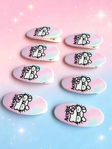 SANRIO 8入三麗鷗印花橢圓形髮夾,卡通可愛俏皮鮮豔色彩髮夾,適合生日派對、聚會禮物、返校季禮物髮飾配件 - 彩色 - 查看 13