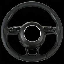 1pc Non-Slip Steering Wheel Cover - Faux Leather (PU Leather/Nappa Leather) + Breathable Holes + Lightweight + Embedded Easy Installation + No Inner Ring; For Car/Pickup/SUV/MPV/Van/D-Shape/O-Shape/Round Steering Wheel - Synthetic Leather (PU Leather/Nappa Leather) - View 4