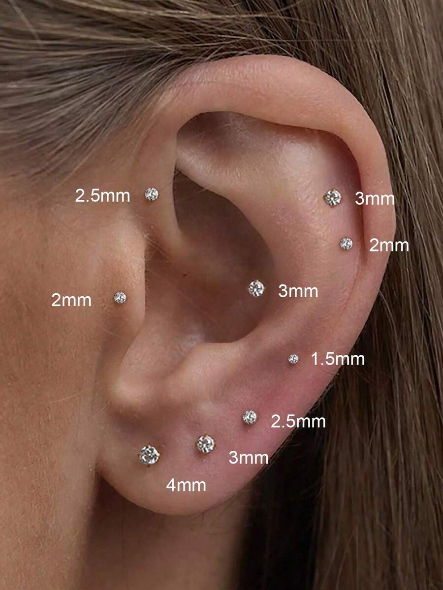 1 Pair Titanium Alloy Lip Ring Threadless Flat Back Studs Mini Spiral Ear Studs Front Helix Ear Studs Cartilage Piercing Studs - Multicolor - View 1