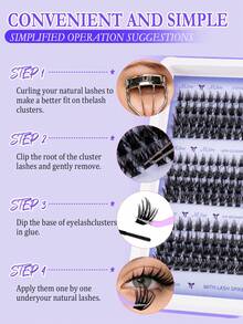 MEM 208 Clusters Of Long, Slender Eyelash Extensions (12–18mm); Cartoon-Style, Lightweight, Soft, And Fluffy; Suitable For Individual Application; DIY False Lashes; Ideal For Halloween And Christmas. - D - View 7