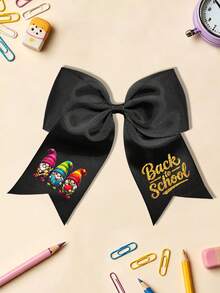1 pieza Clip para el cabello con lazo grande y estampado de lápiz de dibujos animados de vuelta a la escuela, pasador de cinta preppy, accesorio para el cabello dulce para estudiantes niñas - El hombre del sombrero - Ver 19