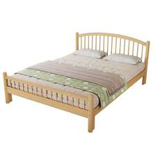 Letto in legno massello, design semplice e minimalista, testiera classica a doghe, robusta base a doghe, letto singolo universale, colore naturale, 140 x 200 cm. - Beige + Colori naturali - Visualizzare 9