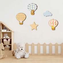 [5pcs Set]Cute Wooden Wall Decor Home Beautification Enhance Warm Atmosphere Living Room Decoration - Multicolor - View 2