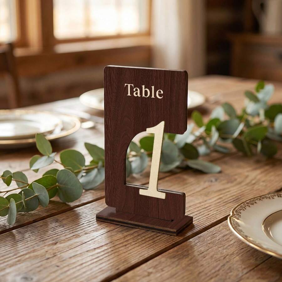 10pcs Wooden 1-10 Number Table Signs, Square Wooden Wedding Table Decor, Rustic Wedding Decoration, Wedding Table Decor, Wedding Sign, Table Number Wedding Sign, Party Table Number, Creative Wooden Minimalist Number Seating Cards - No. 1-10 - View 1