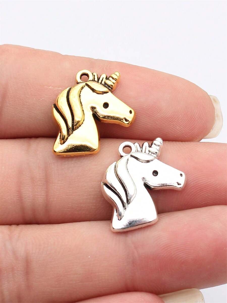10pcs 20x19mm Unicorn Charms Pendant For DIY Jewelry Making Necklace Keychain Phone Chain Bracelet Making Accessories Handmade Craft Making Findings - Unicorn - View 1