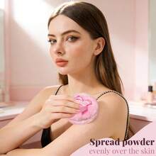 Teenitor 2pcs Soft Powder Puff And Container, Reusable Powder Puff Container With Puff, Glass Crystal Box For Soft Velvet Body Powder Puff Pink - Multicolor - View 6
