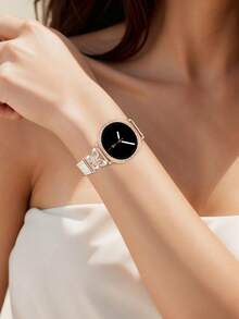 Galaxy Watch 8 錶帶 + 錶殼，1件星光色女士珠寶鑲嵌人造鋯石金屬優雅錶帶 + 1件亮面款（不含螢幕保護貼）。相容 Galaxy Watch 8 40mm 與 44mm 錶殼，相容 Galaxy Watch 8 錶帶，可調節替換錶帶配件。適合男女運動錶帶 - 星光玫金粉鑽+殼 - 查看 5