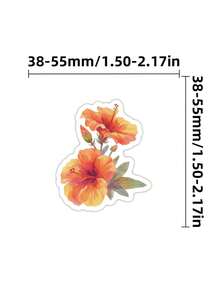 50Pcs Watercolor Tropical Hibiscus Flower Stickers, Vibrant Multicolor Hawaiian Floral Decals For Water Bottle, Laptop, Luggage & Junk Journal DIY Decor - Multicolor - View 4