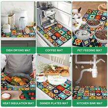 1pc Plaid Pattern Diatomaceous Earth Drying Mat, Non-Slip Heat-Resistant Absorbent Pad, Suitable For Kitchen Countertop, Coffee Machine, Tableware, Home Cafe Bar Party Decor Placemat Gift - Multicolor - View 7