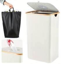 OrdoVault Ideal Bamboo Frame Deposit Bottle Collection Bin, Recycling Bin, 100L Large Capacity Trash Can, Laundry Basket And Foldable Beverage Bottle Storage Basket, Suitable For Kitchen And Living Room Bottle And Can Storage Accessories - Multicolor - View 14