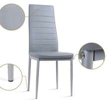 Dining Table And Chairs Set Of 4, Drop Leaf White Folding Kitchen Table With Grey PU Leather High Back Chairs For Dining Room, Kitchen - White Table + 4 Gray Chairs - View 8