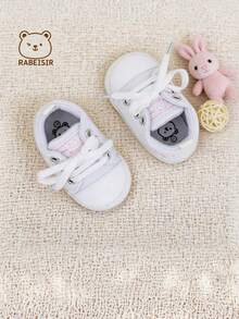 RABEISIR Infant Toddler Walking Shoes, Embroidered Heart Canvas Shoes, Lightweight Anti-Slip, Suitable For Daily & Holiday Wear, All Seasons - White - View 8
