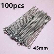 100pcs 20-70mm Length Stainless Steel Ball Head Pins/Eye Head Pins/Flat Head Pins DIY Jewelry Making Accessories Findings - Steel - View 18