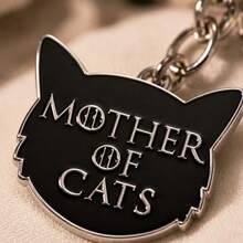 1pc "Cat Mother" Keychain, Black Cat Paw Metal Pendant, Suitable For Backpacks And Car Keys, Fun Y2K Gift For Cat Lovers - Multicolor - View 4