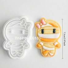Cartoon Halloween Mummy Frosting Cookie Embosser Mold Handmade Cute Male And Female Mummy Pattern Cookie Cutter Cake Decoration Accessories - White - View 7