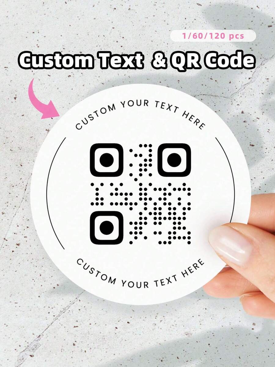 1/60/120 pièces Étiquettes personnalisées - Autocollants avec texte et code QR personnalisables. Fabriqués en matériau PVC, imperméables et résistants à l'huile, disponibles en plusieurs tailles et finitions de surface. Ces étiquettes polyvalentes peuvent être utilisées pour ajouter des codes QR aux invitations, fournir un accès à un album photo numérique sur les cadeaux de mariage, ou comme identifiants d'organisation pour les boîtes de rangement. - Multicolore 1 - Voir 1