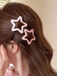 12/6pcs/Set Pink & White Plaid Hair Clips, Super Gentle Milk-Tone Pink & White Hair Accessories, Full Of Energetic Sweet Girl Vibes - Suitable For Girls, Basic Matching, Hair Clips, Can Be Used For Daily School, Party Activities, Can Match Vintage, Sweet, Academic And Other Various Dressing Styles - Multicolor - View 2