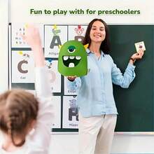 Preschool Early Education English Teaching Toy, Children's ABC Letter Learning Toy, Fun Word & Color Matching Game, English Learning Teaching Aid, Knowledge Feeding Monster Game, Suitable For Classroom And Home, Birthday Gift For Boys And Girls - Green - View 7