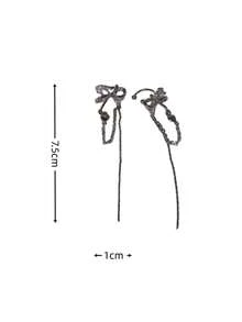1 Pair Of Butterfly Tassel Ear Bone Clips Temperament Earrings Suitable For Women's Daily Commuting ﻿ - Silver - View 4
