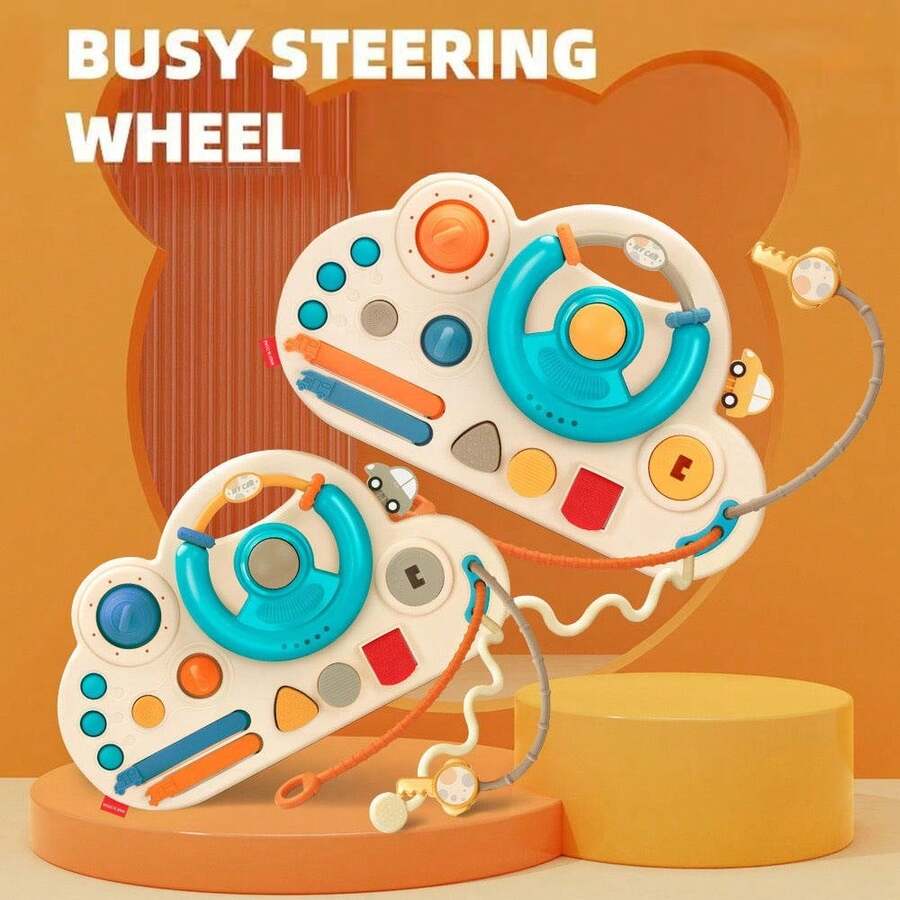 Volante de Bebê Brinquedo Sensorial, Brinquedo Educacional Multifuncional para Aprendizado de Bebês e Crianças Pequenas 18+ Meses, Quadro de Atividades de Habilidades Motoras Finas para Assento de Carro, Carrinho de Bebê, Berço, Presente de Natal e Aniversário para Meninos e Meninas
