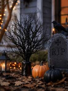 30/10pcs Black Halloween Branches Decor, Artificial Twisted Twig Stems, Artificial Curly Branches For Vase Arrangement, Gothic Style Halloween Tree Branch Sprays, Halloween Party Table Centerpiece Decoration Berry Sprays - Multiple Styles - View 2
