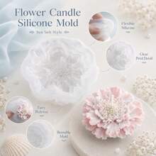 1pc 3D Large Flower Cushion Silicone Mold, Aesthetic Flower Cushion Candle Mold, For Room Decor, Exquisite Pleated Petal Soap Mold, For DIY Handmade, Elegant Large Flower Cushion Pattern, For Desktop Decor Gift - A - View 9