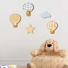 [5pcs Set]Cute Wooden Wall Decor Home Beautification Enhance Warm Atmosphere Living Room Decoration - Multicolor - View 4