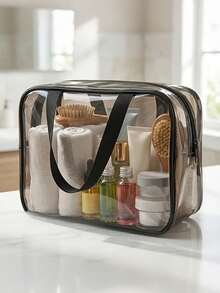 Transparent Plastic Storage Bag With Sturdy Zipper, Large Capacity Organizer Bag. Transparent Large Storage Bag Suitable For Travel Toiletries, Clothing And Home Organization - Transparent Design For Quick Identification. Suitable For Apartment, Home, Travel, Gym, Shelf Storage - Multicolor - View 3