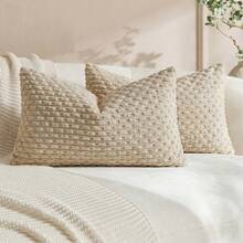 1 buah/2 buah Sarung Bantal Lempar Bergaris Bohemian (Isi Bantal Tidak Termasuk), Sarung Bantal Persegi Dekoratif Warna Polos Bahan Korduroi Lembut, Cocok Untuk Liburan, Sofa, Kamar Tidur, Tempat Tidur, Penggunaan Sepanjang Musim. - Krem - View 15