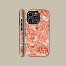 Watermelon Red Background With Conch Fossil Pattern Floral Design Cover For IPhone 17 16 15 14 13 12 11 Pro Max, Floral Cover For Samsung S21 S22 S23 S24 S25 Ultra Case - 堅固光滑的手機殼 - 查看 1