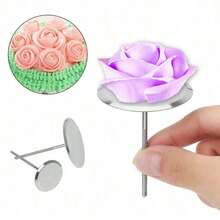 3 Sizes Cake Flower Nail Piping Needle Stick Stand DIY Baking Decorating Tools Stainless Steel Ice Cream Confectionery Nails - Multicolor - View 3