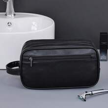 Double Layer PU Leather Travel Makeup Bag, Men's Handheld Multifunctional Storage Bag, Suitable For Travel - Multicolor - View 9