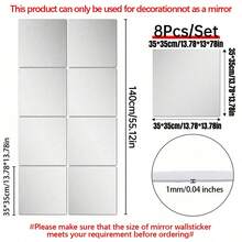 4/8-Piece Set Of Square Decorative Mirror Wall Stickers3d Mirror Brick Wall StickersDiy Wall Decoration1mmUltraThinAcrylicMirrorStickers,Wall Stickers - Silver - View 19