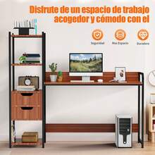 Computer Desk, Office Desk With 2 Drawers And 4 Shelves, Minimalist And Modern Desk, Easy Assembly, Computer Table For Home, Study And Office - 1 - View 3
