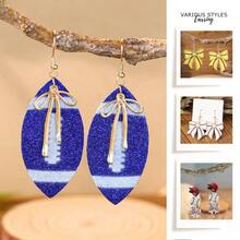 European American Sports Football Earrings, Acrylic Ball Game Day Ear Jewelry Accessories - 25080607-khaki - View 1