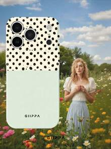 GIIPPA 1個波點與素色淺綠色拼色圖案設計手機 17 Pro Max 手機殼，相容於手機 16 Pro Max、15 Pro Max、14 Pro Max，韓系高端時尚趣味手機殼，相容於 11/12/13/14/15/16 Pro Max Plus，優雅設計適合男女，聖誕節、情人節、復活節、婚禮季和生日送給女友的完美禮物！ - 彩色 - 查看 5