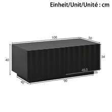 Living Room Set With Wavy Design, TV Unit + Coffee Table, Modern Storage Set, Sturdy And Practical. - Black - View 10