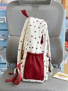 Rabbit Ear Heart & Star Print Backpack, Transparent Ita Layer Student School Bag, Japanese Sweet Style Commuter Backpack - Multicolor - View 4