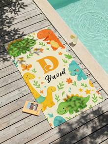 1条定制名字海洋沙滩巾，儿童个性化沙滩巾，夏季儿童生日礼物，定制名字沙滩巾，男孩女孩定制沙滩巾，适合户外海滩旅行、游泳、健身、瑜伽，沙滩用品，送给朋友的定制沙滩巾礼物，多种尺寸可选，速干 - 款式1 - 查看 4