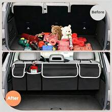 Car Trunk Organizer Bag With 4 Pockets, Multifunctional Car Trunk Storage Bag, Back Seat Organizer Bag With 3 Adjustable Straps - Black - View 4