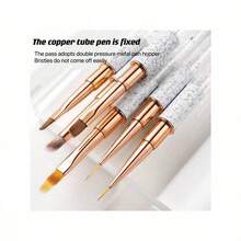 Diamond Rhinestone Nail Art Pen, Random Style Professional Nail Artist Painting Liner Flat Head Brush, Home Beginner Nail Art Painting Drawing Outlining Gradient Nail Art Tool Set - White - View 3