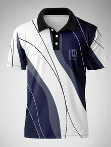 Men's Short Sleeve Polo Shirt, Business Casual Commute, Spring/Summer - Blue - View 4